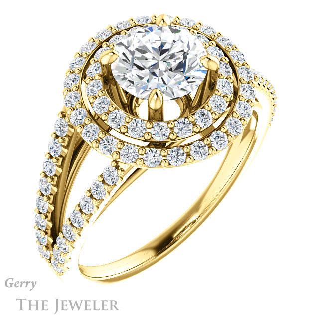 Round Cut Forever One Moissanite Engagement Ring #GTJ949-round-fo-y 4 Round Cut Forever One Moissanite Engagement Ring #GTJ949-round-fo-y