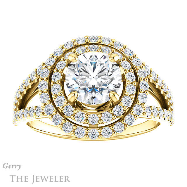 Round Cut Forever One Moissanite Engagement Ring #GTJ949-round-fo-y 1 Round Cut Forever One Moissanite Engagement Ring #GTJ949-round-fo-y