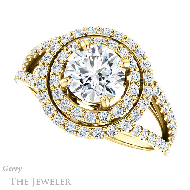 Round Cut Forever One Moissanite Engagement Ring #GTJ949-round-fo-y 5 Round Cut Forever One Moissanite Engagement Ring #GTJ949-round-fo-y