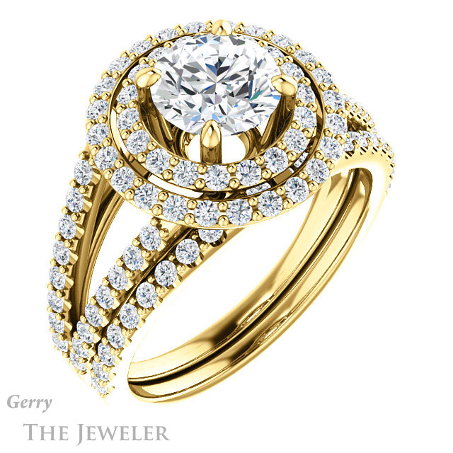 Round Cut Forever One Moissanite Engagement Ring #GTJ949-round-fo-y 6 Round Cut Forever One Moissanite Engagement Ring #GTJ949-round-fo-y