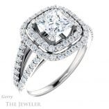 Princess Cut Forever One Moissanite Engagement Ring #GTJ949-square-fo-w