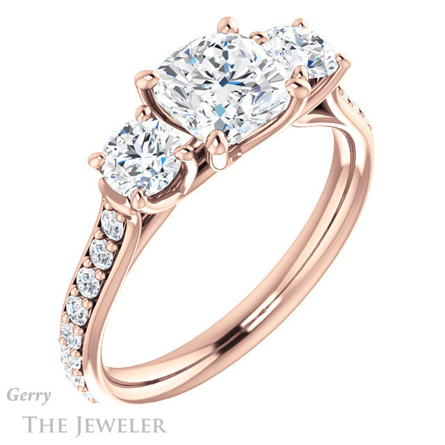 Cushion Cut Forever One Moissanite Engagement Ring #GTJ950-cushion-fo-r 4 Cushion Cut Forever One Moissanite Engagement Ring #GTJ950-cushion-fo-r