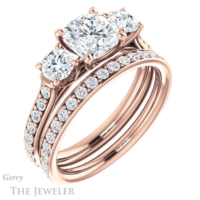 Cushion Cut Forever One Moissanite Engagement Ring #GTJ950-cushion-fo-r 6 Cushion Cut Forever One Moissanite Engagement Ring #GTJ950-cushion-fo-r