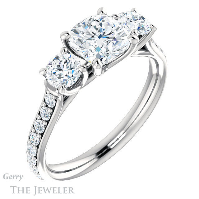 Cushion Cut Forever One Moissanite Engagement Ring #GTJ950-cushion-fo-w