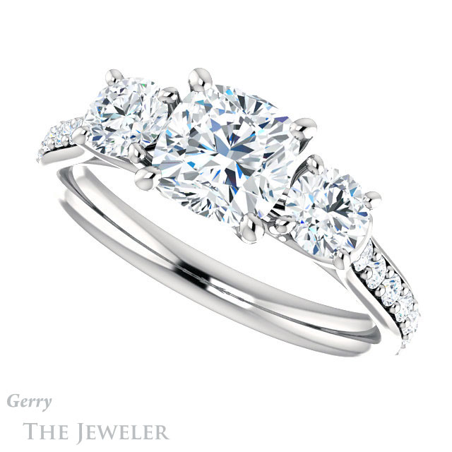 Cushion Cut Forever One Moissanite Engagement Ring #GTJ950-cushion-fo-w