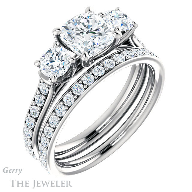 Cushion Cut Forever One Moissanite Engagement Ring #GTJ950-cushion-fo-w