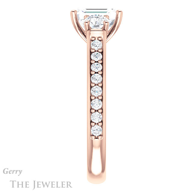 Emerald Cut Forever Brilliant Moissanite Engagement Ring #GTJ950-emerald-fb-r