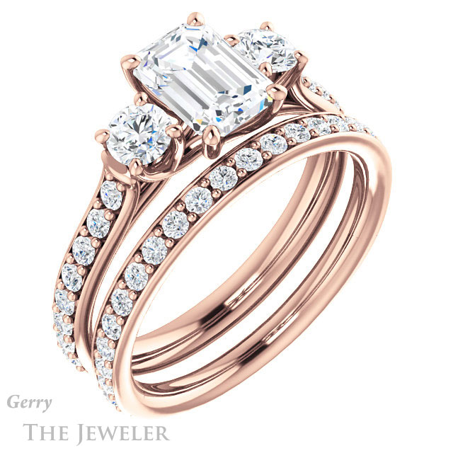 Emerald Cut Forever Brilliant Moissanite Engagement Ring #GTJ950-emerald-fb-r