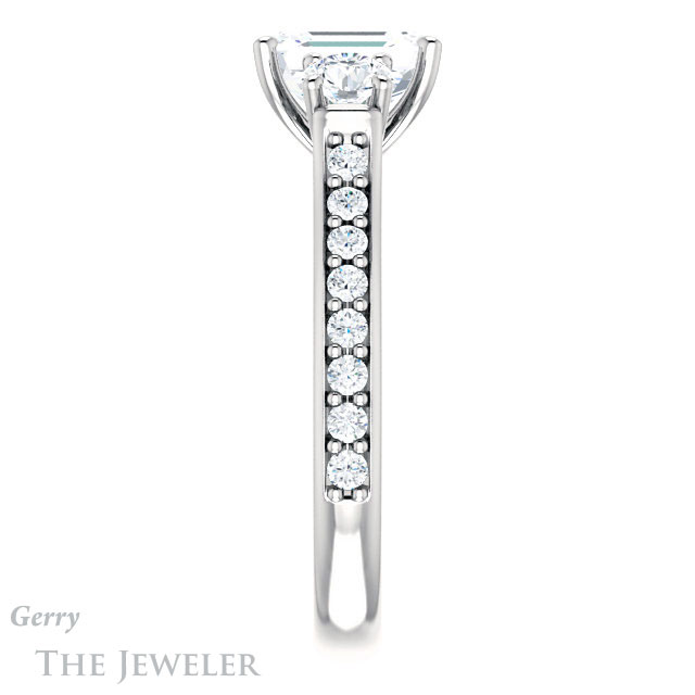 Emerald Cut Forever Brilliant Moissanite Engagement Ring #GTJ950-emerald-fb-w