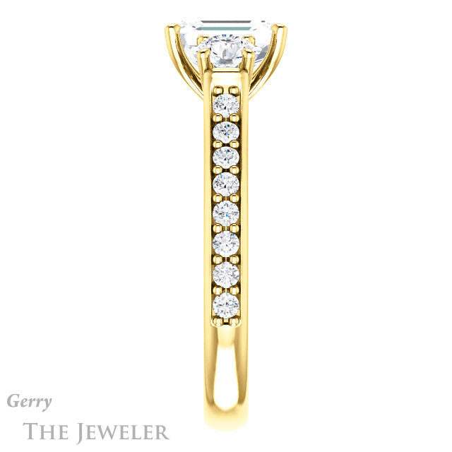 Emerald Cut Forever Brilliant Moissanite Engagement Ring #GTJ950-emerald-fb-y