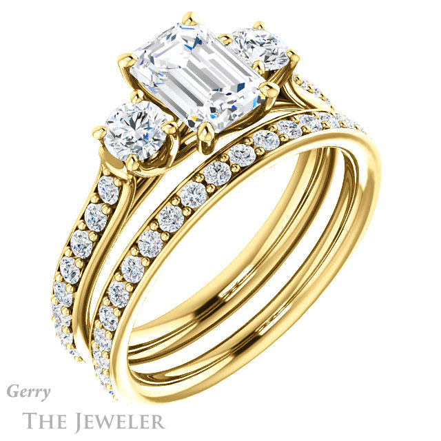 Emerald Cut Forever Brilliant Moissanite Engagement Ring #GTJ950-emerald-fb-y