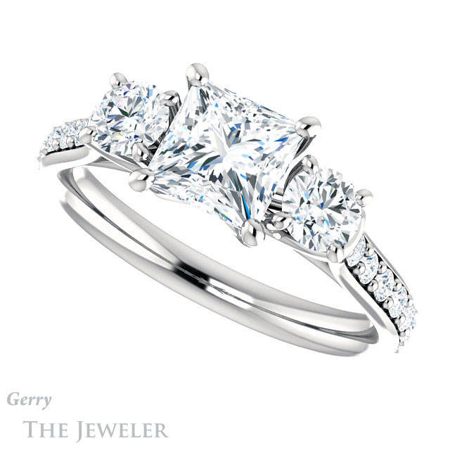 Princess Cut Forever One Moissanite Engagement Ring #GTJ950-square-fo-w