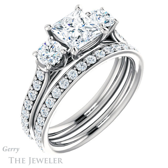 Princess Cut Forever One Moissanite Engagement Ring #GTJ950-square-fo-w