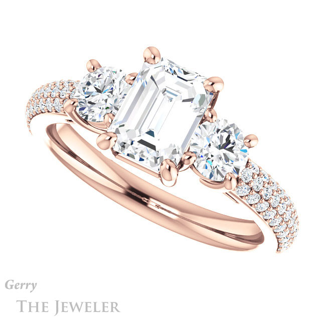 Emerald Cut Forever One Moissanite Engagement Ring #GTJ951-emerald-fb-r 5 Emerald Cut Forever Brilliant Moissanite Engagement Ring #GTJ951-emerald-fb-r