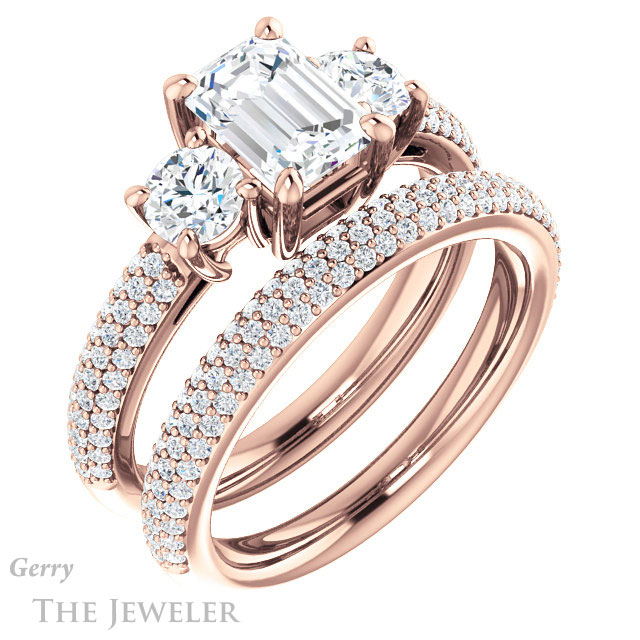 Emerald Cut Forever One Moissanite Engagement Ring #GTJ951-emerald-fb-r 6 Emerald Cut Forever Brilliant Moissanite Engagement Ring #GTJ951-emerald-fb-r