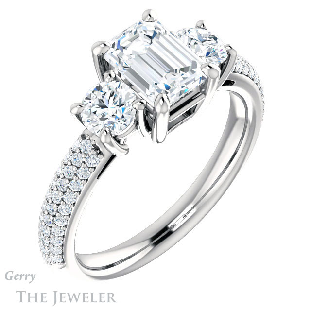 Emerald Cut Forever Brilliant Moissanite Engagement Ring #GTJ951-emerald-fb-w