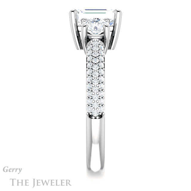 Emerald Cut Forever Brilliant Moissanite Engagement Ring #GTJ951-emerald-fb-w