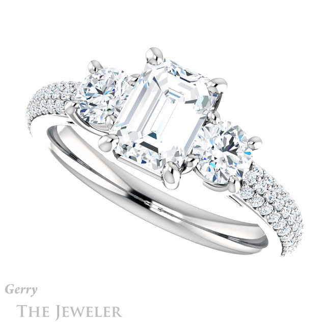 Emerald Cut Forever Brilliant Moissanite Engagement Ring #GTJ951-emerald-fb-w