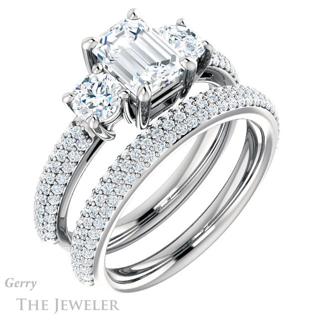 Emerald Cut Forever Brilliant Moissanite Engagement Ring #GTJ951-emerald-fb-w