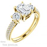 Emerald Cut Forever One Moissanite Engagement Ring #GTJ951-emerald-fb-y 4 Emerald Cut Forever Brilliant Moissanite Engagement Ring #GTJ951-emerald-fb-y