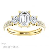 Emerald Cut Forever One Moissanite Engagement Ring #GTJ951-emerald-fb-y 1 Emerald Cut Forever Brilliant Moissanite Engagement Ring #GTJ951-emerald-fb-y