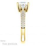 Emerald Cut Forever One Moissanite Engagement Ring #GTJ951-emerald-fb-y 3 Emerald Cut Forever Brilliant Moissanite Engagement Ring #GTJ951-emerald-fb-y