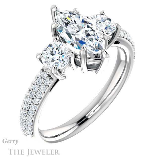Marquise Cut Forever Brilliant Moissanite Engagement Ring #GTJ951-marquise-fb-w