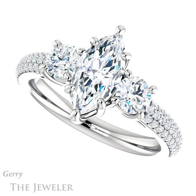Marquise Cut Forever Brilliant Moissanite Engagement Ring #GTJ951-marquise-fb-w