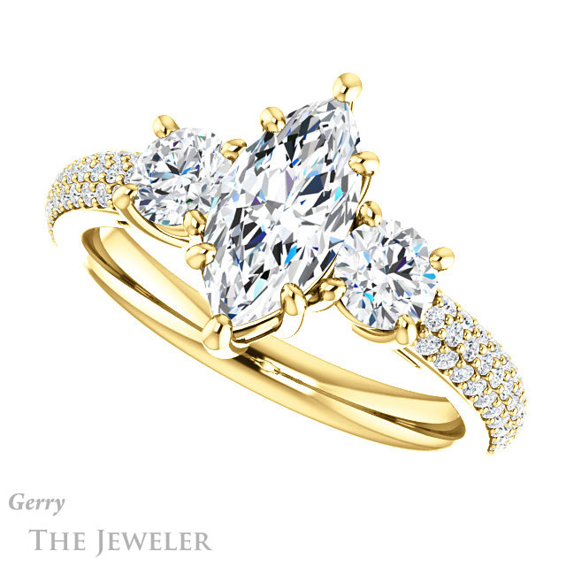 Marquise Cut Forever Brilliant Moissanite Engagement Ring #GTJ951-marquise-fb-y