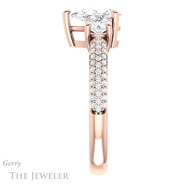 Pear Shaped Forever One Moissanite Engagement Ring #GTJ951-pear-fb-r 3 Pear Shaped Forever Brilliant Moissanite Engagement Ring #GTJ951-pear-fb-r