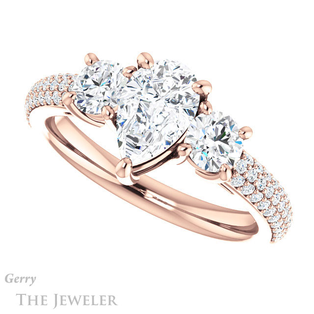 Pear Shaped Forever One Moissanite Engagement Ring #GTJ951-pear-fb-r 5 Pear Shaped Forever Brilliant Moissanite Engagement Ring #GTJ951-pear-fb-r