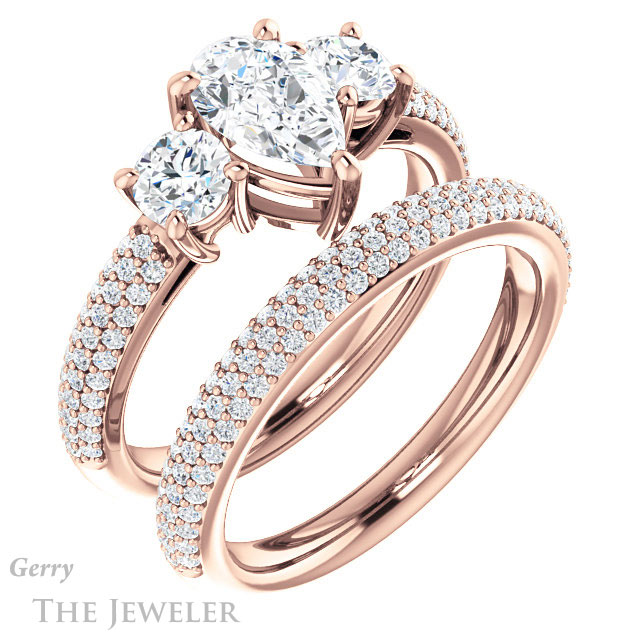 Pear Shaped Forever One Moissanite Engagement Ring #GTJ951-pear-fb-r 6 Pear Shaped Forever Brilliant Moissanite Engagement Ring #GTJ951-pear-fb-r