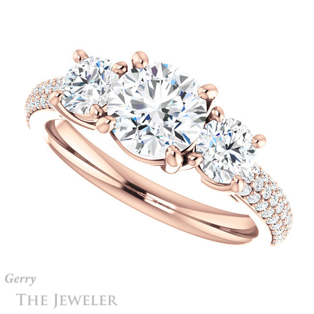 Round Cut Forever One Moissanite Engagement Ring #GTJ951-round-fo-r