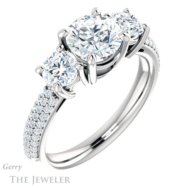 Round Cut Forever One Moissanite Engagement Ring #GTJ951-round-fo-w