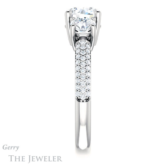 Round Cut Forever One Moissanite Engagement Ring #GTJ951-round-fo-w