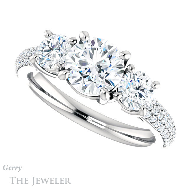 Round Cut Forever One Moissanite Engagement Ring #GTJ951-round-fo-w