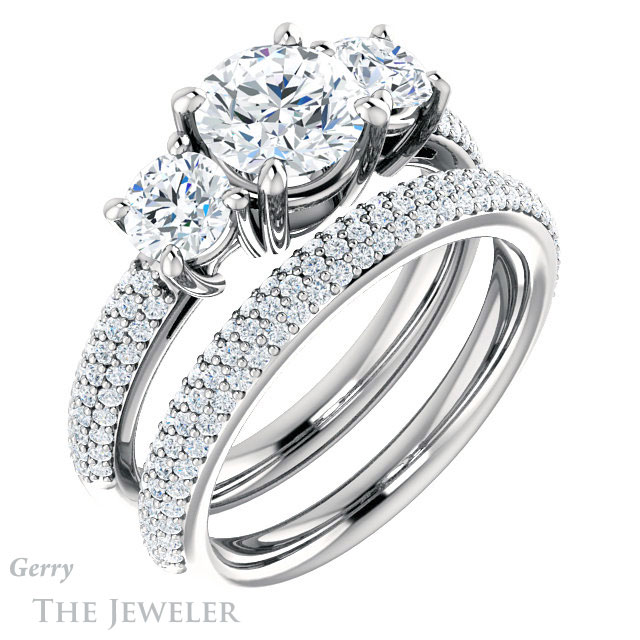Round Cut Forever One Moissanite Engagement Ring #GTJ951-round-fo-w