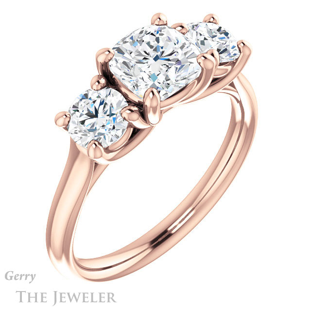 Cushion Cut Forever One Moissanite Engagement Ring #GTJ953-cushion-fo-r 4 Cushion Cut Forever One Moissanite Engagement Ring #GTJ953-cushion-fo-r