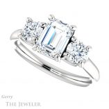 Emerald Cut Forever Brilliant Moissanite Engagement Ring #GTJ953-emerald-fb-w
