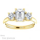 Emerald Cut Forever Brilliant Moissanite Engagement Ring #GTJ953-emerald-fb-y