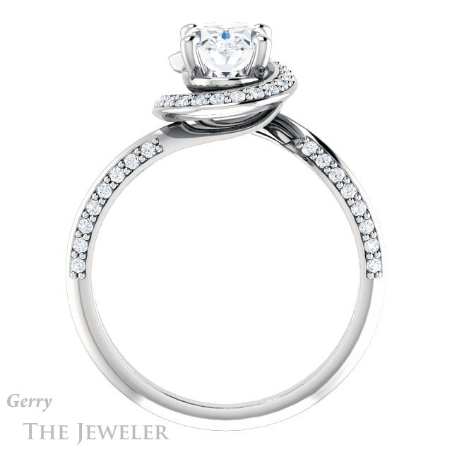 Oval Shaped Forever One Moissanite Engagement Ring #GTJ954-oval-fo-w | Gerry The Jeweler Oval Shaped Forever One Moissanite Engagement Ring #GTJ954-oval-fo-w