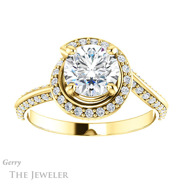 Round Cut Forever One Moissanite Engagement Ring #GTJ954-round-fo-y | Gerry The Jeweler Round Cut Forever One Moissanite Engagement Ring #GTJ954-round-fo-y