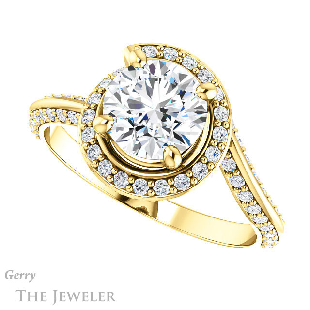 Round Cut Forever One Moissanite Engagement Ring #GTJ954-round-fo-y | Gerry The Jeweler Round Cut Forever One Moissanite Engagement Ring #GTJ954-round-fo-y