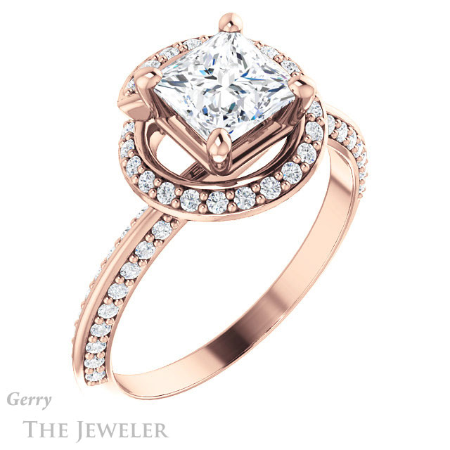 Princess Cut Forever One Moissanite Engagement Ring #GTJ954-square-fo-r | Gerry The Jeweler Princess Cut Forever One Moissanite Engagement Ring #GTJ954-square-fo-r