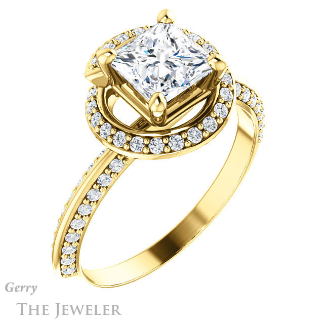 Princess Cut Forever One Moissanite Engagement Ring #GTJ954-square-fo-y | Gerry The Jeweler Princess Cut Forever One Moissanite Engagement Ring #GTJ954-square-fo-y