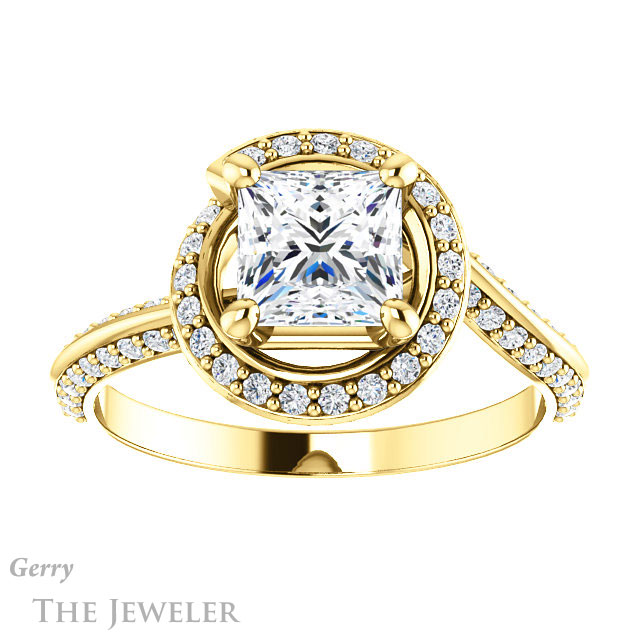 Princess Cut Forever One Moissanite Engagement Ring #GTJ954-square-fo-y | Gerry The Jeweler Princess Cut Forever One Moissanite Engagement Ring #GTJ954-square-fo-y