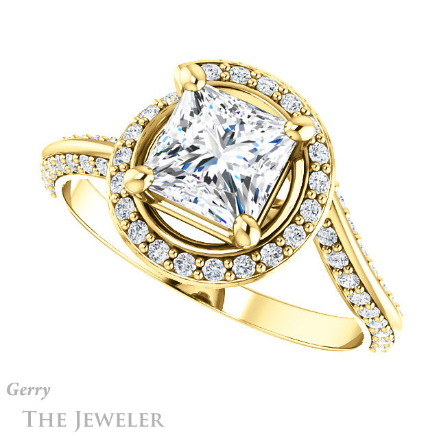 Princess Cut Forever One Moissanite Engagement Ring #GTJ954-square-fo-y | Gerry The Jeweler Princess Cut Forever One Moissanite Engagement Ring #GTJ954-square-fo-y
