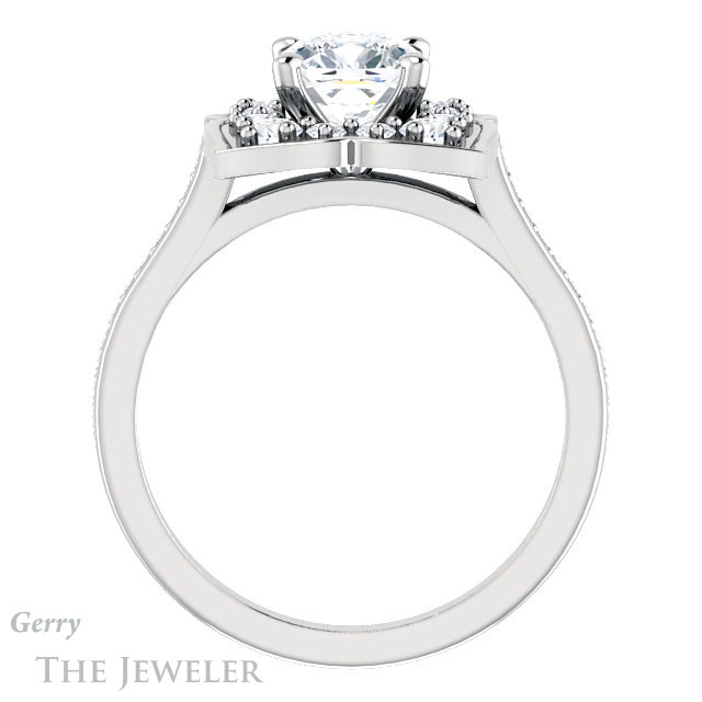 Cushion Cut Forever One Moissanite Engagement Ring #GTJ955-cushion-fo-w | Gerry The Jeweler Cushion Cut Forever One Moissanite Engagement Ring #GTJ955-cushion-fo-w