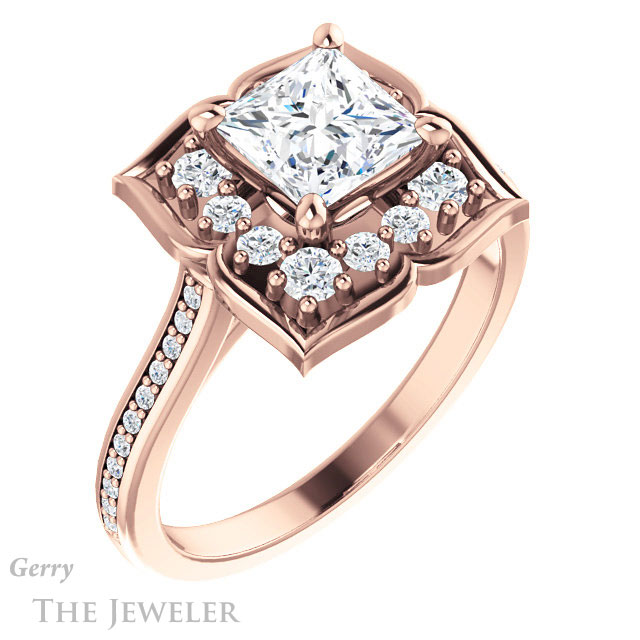 Princess Cut Forever One Moissanite Engagement Ring #GTJ955-square-fo-r | Gerry The Jeweler Princess Cut Forever One Moissanite Engagement Ring #GTJ955-square-fo-r