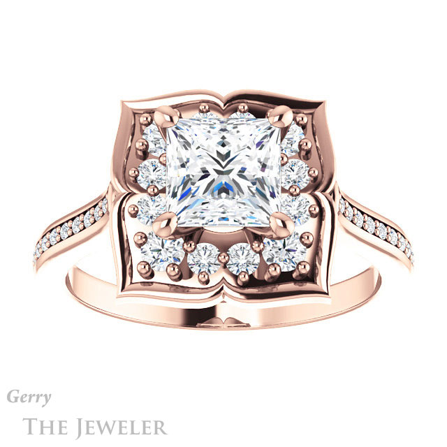 Princess Cut Forever One Moissanite Engagement Ring #GTJ955-square-fo-r | Gerry The Jeweler Princess Cut Forever One Moissanite Engagement Ring #GTJ955-square-fo-r